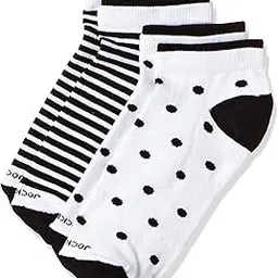 jockey Women's Cotton Low show socks (7480-0210-WTMSM_White & Black_Free Size)-picture-28