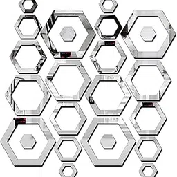 Bikri Kendra Ind - Hexagon Ring 24 Silver Mirror Stickers for Wall, Acrylic Mirror, Mirror Wall Decor Sticker, Wall Mirror Stickers, Acrylic Stickers, Wall Stickers for Hall Room, Bedroom.-picture-21
