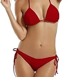f&m fashion Women Triangle Bikini Set, Two-Piece Swimsuit with Tie Side Bottom-picture-50