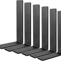 Heavy Duty Shelf Brackets 5mm Thick L Shelf Bracket Rustic Industrial Floating Shelf Brackets Black Iron DIY Pipe Brackets for Wood Floating Shelf 6 Pack ( L 8" x H 6" x W1.5")-image-68