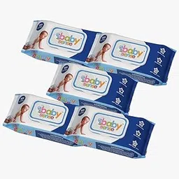 Baby Sense Natural Care Baby Wet Wipes with Lid | Fresh+Cleanse I Cotton Cloth Like Bigger Sheets | 80 Wipes (Pack of 5)-picture-26