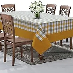 AIRWILL Cotton Checkered Pattern 8 Seater Rectangular Table Cloth Pack of 1 Pc (Yellow)-picture-28