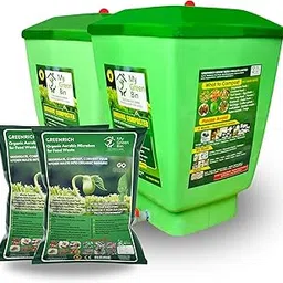 Greenrich Organic Composter 120 LTR FRP Matrial 1 Set (2 Bins) + 1 Bag Microbes (10 ltrs) Convert Kitchen Waste to Manure - My Green BIN-picture-43