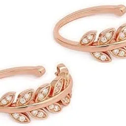zavya 925 Sterling Silver CZ Leaves Rose Gold Plated Toe Ring (Pair) | Gift for Women | With Certificate and 925 Hallmark-picture-35
