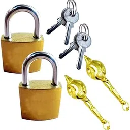 fineworld Brass Finish Lock Padlock Locking Security Solutions and Systems (LOK-MBO25MM-2) for Travel Trunk Luggage Tank Suitcase Bag Baggage Laptop Cabinet Backpack Briefcase Cycle 5 Levers 2 Keys 25mm-picture-30