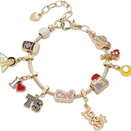 Taylor Charm Bracelet for Women, Taylor Swi*t Merchandise Golden Bracelet for Teen Girls, 1988 TS Enamel Charms Album Inspired Bracelets for Music Lover Gifts-image-45