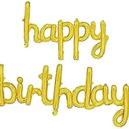 Rozi Decoration Cursive Foil Letters Handwriting Design Script Happy Birthday Foil Balloon (Gold), Set Of 1-picture-60