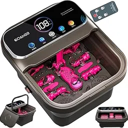 Collapsible Foot Spa with Heat, Bubble,Temp Control,Remote Control, Color Touch Screen Foot Bath Massager with 6 Massage Rollers,Foot Soaking Tub,Pedicure Foot spa for Stress Relief (Deep Grey)-picture-29