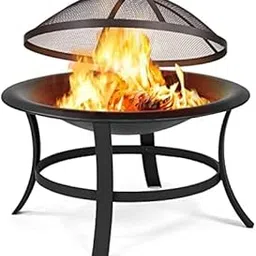 Sigdi/Fire Pits for Garden Steel Fire Bowl Outdoor Fire Brazier for Garden BBQ Patio Heater Camping Portable Fire Basket Chimney Log Burning Bowl Wood Burner Charcoal Bonfire Bowl-image-62