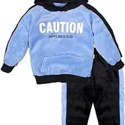 bold n elegant Unisex Kids Velvet Printed Warm Fleece Pullover Sweatshirt Hoodie Tshirt and Pajama Jogger Winter Clothing Set-picture-27