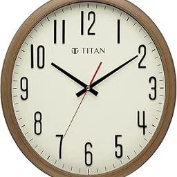 Titan Brown Wooden Texture Oval Clock with White Dial and Silent Sweep - Analog, 37 Cm-picture-10