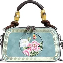 exotic Bloom Embroidered Leather Handbag | Shoulder Bag | Bag for Women | Perfect for Gifting| Butterfly Motif | Dual Carry Handles | Faux Leather | Compact & Stylish-picture-11