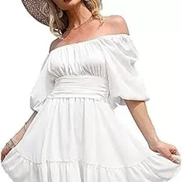 patlani Western Dresses for Women | Solid Georgette Smock Off Shoulder- Dress | Midi Western Dress for Women.-picture-22