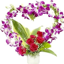 EG2i Heart Orchid and Red Roses in Vases for Birthday, Anniversary, Wedding, Husband, Wife, Girlfriend, Boyfriend, Valentine's Day – Same Day Delivery-picture-20
