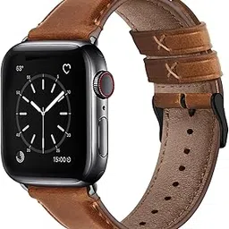 Fullmosa Real Leather Bands Compatible with Apple Watch Strap 42mm 44mm 45mm 49mm, Apple Watch Band for iWatch Ultra 2/Ultra Series 9/8/7/6/5/4/3/2/1/SE/SE2,Brown+Black Buckle[Watch NOT Included]-picture-23