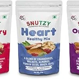 SNUTZY - Cranberry Health , Heart Healthy, Omega-3 Deluxe - A premium 10 superfoods – walnuts, cashews, almonds, cranberries, pumpkin seeds, sunflower seed, black raisins & golden raisins Premium, Brazil Nuts, Pecans, Trail Mix, Dry Fruit Mix, Mixed Nuts, Mixed dry fruits, Nut and seed, Combo Pack, Health Trail mix (34 g X 3 Packs)-picture-14