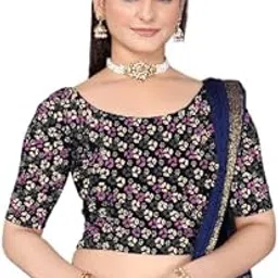 Glam Look Crush Foil Print Stretchable Blouse for Women | Elegant Elbow Sleeves | Fits Sizes 30-42 | Ready to Wear-image-68