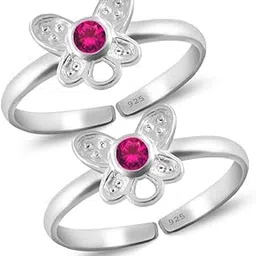 Sterling Silver Toe Rings | Toe Rings For Women Silver | Toe Rings Silver Pure | 925 Sterling Silver Toe Ring | Toe Rings For Women Silver Pure | Bichiya For Women Stylish | Bichiya Set For Women Chandi | Round | 2 Ruby Stone (3 MM) | 3.25 Grams-image-11