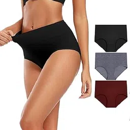 diving deep Womens High Waisted Underwear Cotton Panties Regular & Plus Size | Women Briefs Panty | Panty for Women | Combo Set Panty | Ladies Panty Set (Pack of 3)-picture-37
