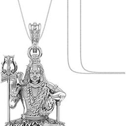 akshat sapphire Sterling Silver (92.5% purity) God Shiva Chain Pendant (Pendant with Chain) for Men & Women Pure Silver Lord Shiv Chain Locket-picture-0