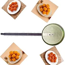 A Z COLECTION Motichoor Laddu Iron Jhara,Perforated Strainer with Long Handle for Indian Sweets,Commercial & Home Use,Boondi Jhara with Long Handle Pack of 1 ((Hole Size:. 0 Number)),Silver,20x18x6 cm-image-78