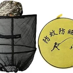 LR Decor E-Shop Foldable Insect Mosquito Bug Resistance Net Mesh Fish Mask Cap Sun Hat Head Face Protector Multicolour-image-22