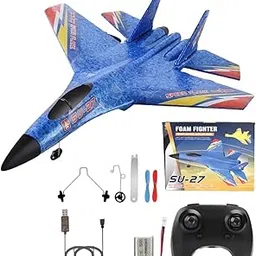 KIDSZILLA Remote Control Airplane 2.4 GHZ Glider Rc Plane, 2 CH Easy to Fly Remote Control Fighter Jet, Epp Foam Rc Aircraft with Automatic Balance Gyro for Kids/Adult-6,blue-picture-16