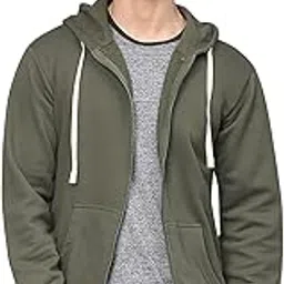 campus sutra Men's Zip-Front Hoodie with Contrast Drawstring for Casual Wear | Hooded Neck | Long Sleeve | Zipper Closure | Cotton Sweatshirt Crafted with Comfort Fit for Everyday Wear-picture-10