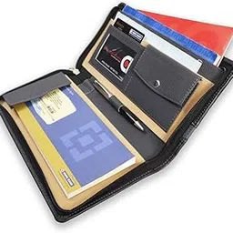 COI Black Grey Chequebook Holder/Designer Faux Leather Multiple Document Card Money Pocket, Travel Family Accessory, Stationery Supplies Gift for Mother and Father-picture-29