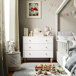 ND INTERNATIONALModern White 3-Drawer Chest with Wooden Legs Solid Wood Storage Cabinet for Bedroom, Living Room, or Entryway – Compact Organizer with Clean Design-image-41