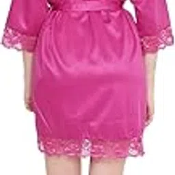 ARENDELLE Luxury Silk Satin BRIDE Robe with Lace Detailing & Free Matching Scrunchie for Women-picture-28