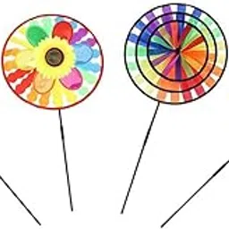 MERISHOPP 4xSunflower Rainbow Windmill Windsocks Whirligig Wheel Home Yard Decoration| Educational Toy for Kids | Fun & Learning Toy Set-picture-19
