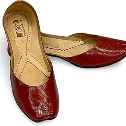 punjabis hand art PHA || Women's Classic Leather Ballet Flat Punjabi Jutti, Quilted Design, Brown Leather Jutti-picture-47