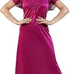 life-tale LIFE - TALE Women's Fancy Lace Sleeves Nighty-picture-21