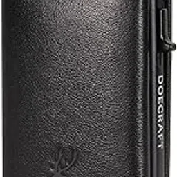 doecraft Men's Genuine Leather, Aluminium Wallet | Black Casual/Formal | RFID Protected | 10 Card Slots | Cash & Coin Pocket | Id Window Slot | Stylish Lightweight Wallet for Man-picture-15