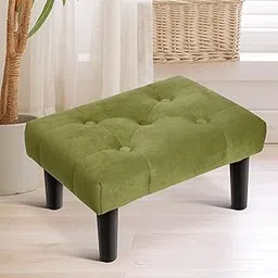 WUDENSEE Footstool Rectangle,Velvet Soft Footrest with Wood Legs,Sofa Footrest Extra Seating for Living Room Small Step Stool for Living Room Couch Pets (Green)-picture-25