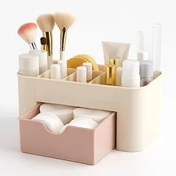 FreshDcart Makeup Organizer | Multi-Functional Plastic Skin Care Organizer Box with Desktop Table Organizer Storage and Drawer for Girls, Women, Home Use (Multicolour, FDC3SDT)-picture-37