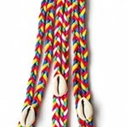 JANEJA Festival Hair Accessories for Navratri | Rainbow Multicolour Hair Braid Extension for Girls & Women | Stylish Boho Braids with Beads, Shells & Rubber Band-picture-12