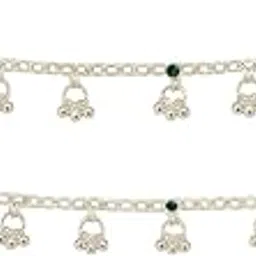 Traditional Anklet one Pair with Ghungroo Bells, Indian Ethnic Payal Set with Chain and Hook Clasp-picture-15