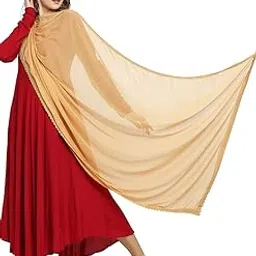 dupatta bazaar Women's Gold Chiffon Dupatta, free size-picture-15