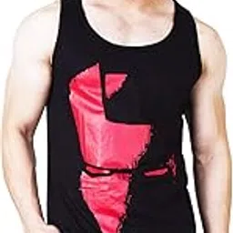 veirdo U Neck Sleeveless Black Printed Vest for Men-picture-19