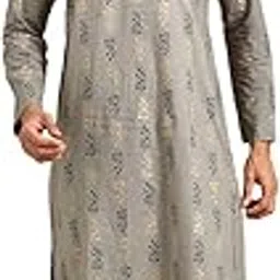 amodh by kisah Men's Black Art Silk Regular Fit Ethnic Motifs Kurta | Indian Kurta | Festive Ethnic Kurta with Embroidered Packet-picture-37