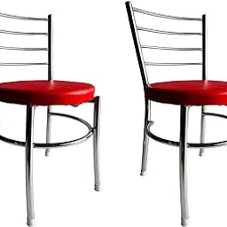 P P CHAIR Office Visitor Student Study Chair Home Restaurant Steel Dining Chair Multipurpose with a Leather Cushion Steel Chrome Chair with Ring (2, Red)-image-44