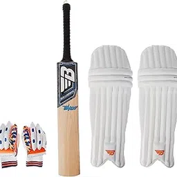 BHAJJI Kashmiri Willow Cricket BAT Blade Size-6 with BHAJJI Batting PAD 101 Youth and Batting Gloves 101 Youth-picture-37