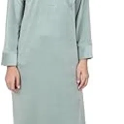 GHUMII Fashion Forever Soft Velvet Warm Fabric Nighty | Velvet Maxi | Women Night Gown | Winter Nighty Maxi | Nightdress | Night Gown for Winter (Free Size) (Grey)-picture-10