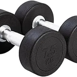 ATANX Rubber Coated Dumbbells Pair (2.5kg–10kg) | Fixed Weight Round Dumbbell Set for Home Gym & Commercial Use | Cast Iron Core with Chrome Handle | Ideal for Men & Women Strength Training (Black, 7.5 KG PAIR (7.5x2))-image-68