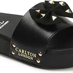 carlton london women's stylish & Comfortable Flatform Heel Slider Sandal wit Bow-picture-25