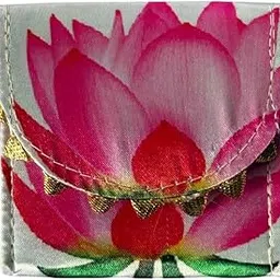 kottanz Lotus Coin Pouch with Gold Trim | Pink Lotus Design on White Background | Ideal for Weddings & Festive Gifting-picture-20