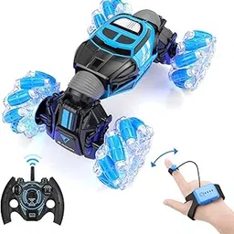 RC Stunt Car, 4WD 2.4GHz Remote Control Gesture Sensor Toy, Double Sided Rotation, Off Road Vehicle with Lights - Multi Colour-image-0