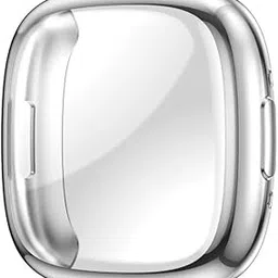 Soft Screen Protector Case Compatible with Fitbit Versa 4 / Sense 2, TPU Protective Screen Cover Saver Bumper Accessories for Fitbit Versa 4, Sense 2 Smartwatch for Men and Women (Silver)-picture-53